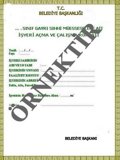 İş Yeri Açma ve Çalışma Ruhsatı